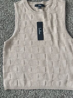 Lulu's Men's Cream Textured Knit Crewneck Sweater Vest